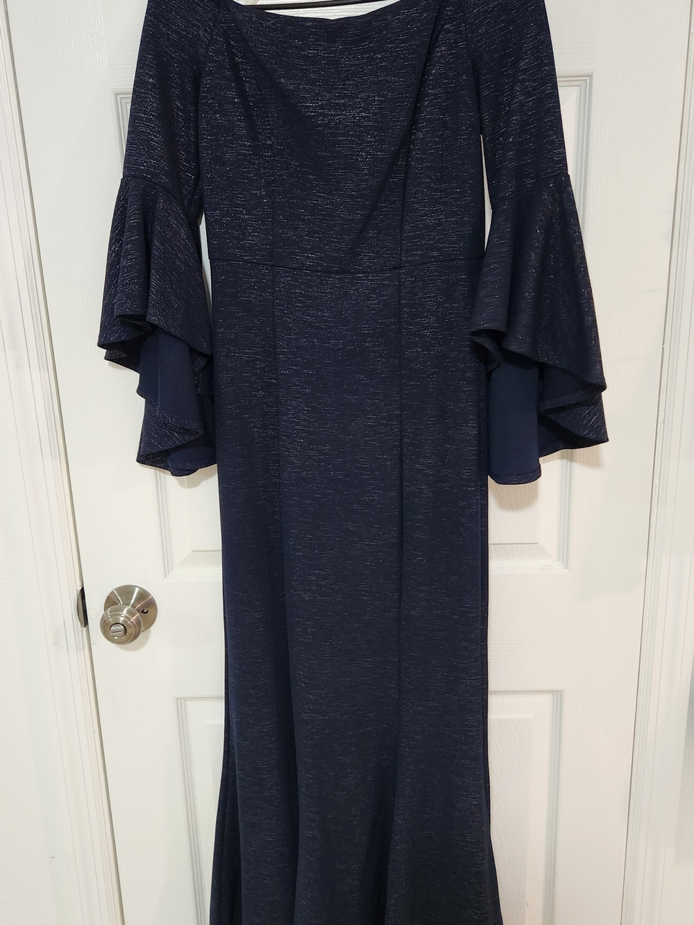 VENUS Navy Layered Bell-Sleeve Maxi Dress
